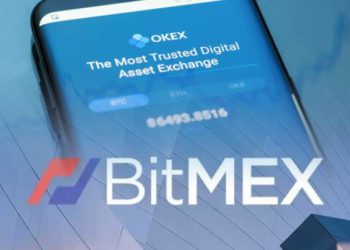 OKEx vs BitMEX。圖片來源：https://bitcoinexchangeguide.com/okex-exchange-ousts-bitmex-in-24-hour-bitcoin-derivatives-trading-by-transacting-over-2-4-billion/