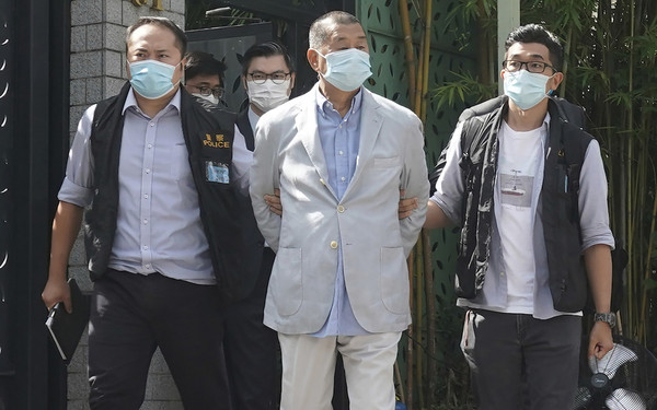 黎智英被捕。圖 : 達志影像/美聯社