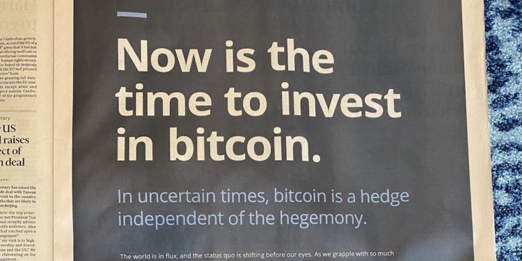 大手筆！Galaxy Digital 在《金融時報》灑全版廣告「是時候投資比特幣了」