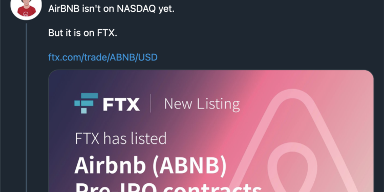 搶先 Nasdaq 登板！FTX 推出 Airbnb「Pre-IPO 合約」，6 小時漲超 IPO 定價區間
