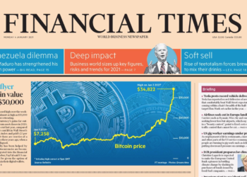 比特幣上《金融時報》頭條｜見闖破34,000大關，報導「加密貨幣正走入傳統金融」