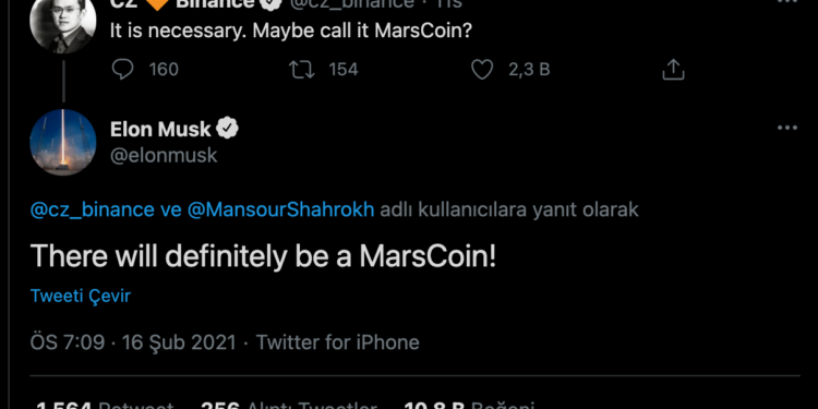 要發狗狗幣替代品？CZ建議馬斯克該創火星幣，同名Marscoin暴漲超過1000％！