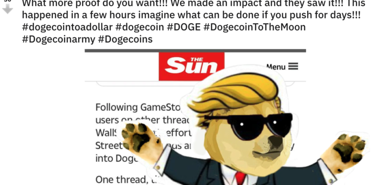 狗狗幣又大漲74%！Reddit社群大軍再發威，Doge登推特熱搜、彭博社太陽報注目