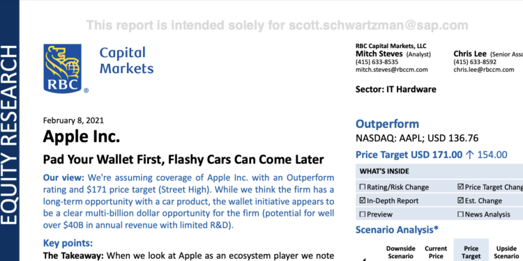 「蘋果應搶進 “加密貨幣支付”，Apple Car先緩緩」— 加拿大皇家銀行《資本市場報告》