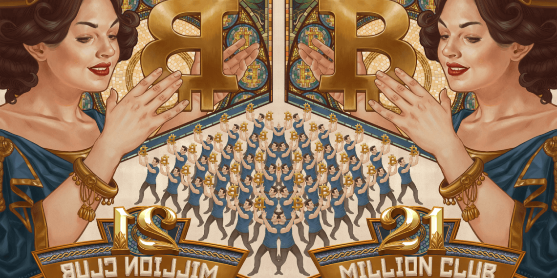 21 Million Bitcoin Club | Source: Alix Branwyn, Cryptoart | 動區動趨-最具影響力的區塊鏈新聞媒體 解讀中本聰謎團|比特幣只有 2,100 萬枚總供給,其實很合理?有特殊涵義?