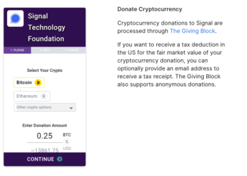 Signal已開放BTC,ETH, LINK等加密貨幣捐款；中國使用風氣漸盛，疑遭當局封鎖！