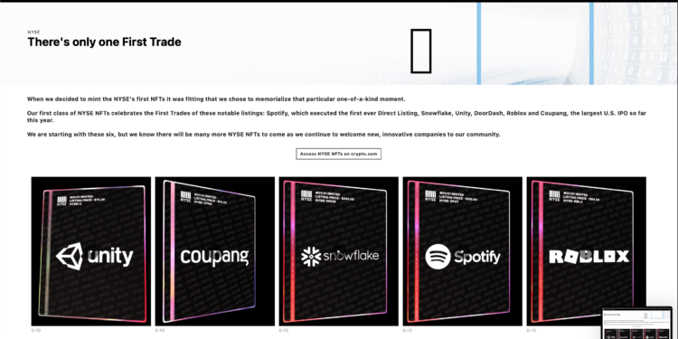 紐交所 (NYSE) 發行第一檔NFTs！紀念公司「首次IPO上市」時刻，首批含Spotify Unity…