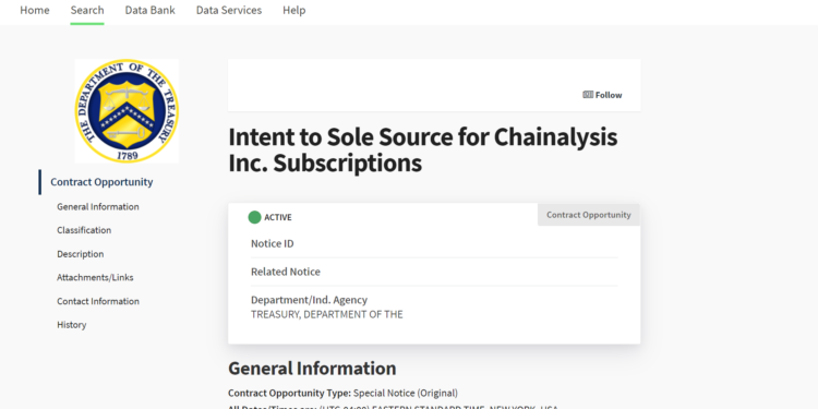 Chainalysis合作「美國財政部旗下OFAC」，提供數據分析軟體，協助鏈上金流偵查、制裁
