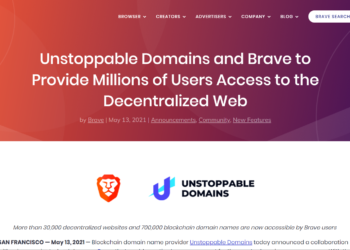 Brave瀏覽器已支援「區塊鏈域名訪問」功能，CTO : 用戶自決是去中心化網路的核心