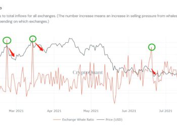 比特幣跌破33,000警訊！交易所巨鯨「持有率飆到0.593壓力驟增」，回顧歷史 3 次皆下跌