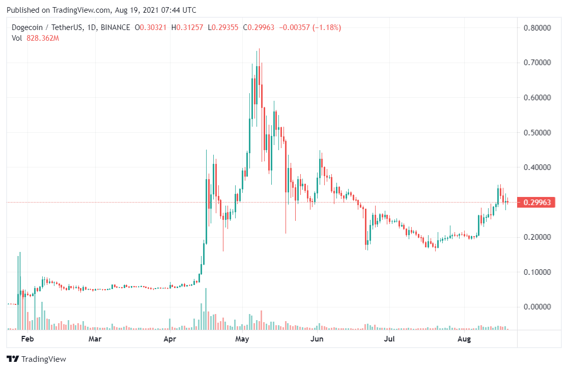 - 狗狗幣日走勢圖 Source : Tradingview - | 動區動趨-最具影響力的區塊鏈新聞媒體 - 狗狗幣日走勢圖 Source : Tradingview -
