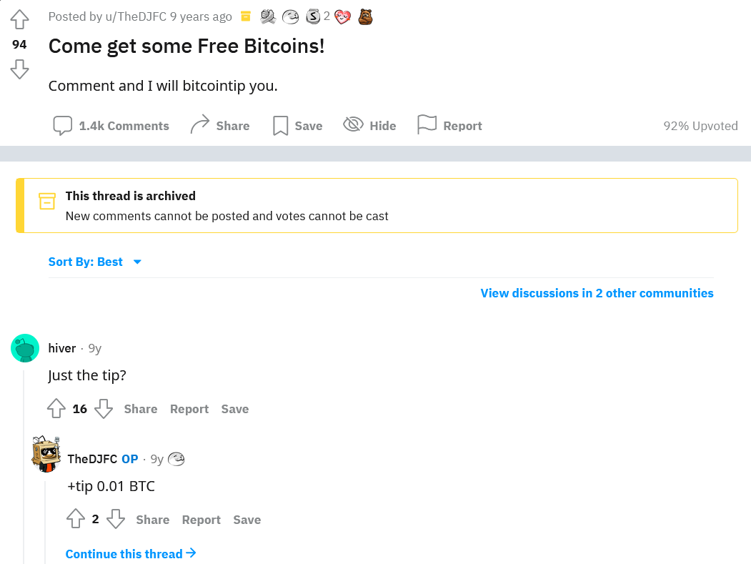 Reddit考古| 9年前只要留言就可拿0.01 BTC，1,154 則刷空投留言驚見V 神| 動區動趨-最具影響力的區塊鏈新聞媒體