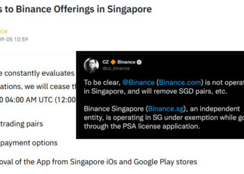 Binance.com is not operation in Singapore