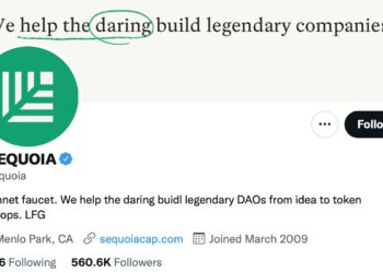 紅杉資本大改 Twitter 自介：幫助無懼者創建傳奇 DAOs！從想法到空投代幣