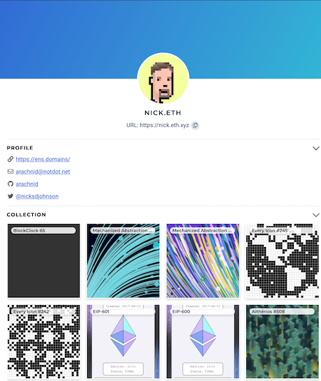 nick.eth's ENS profile & NFT collection _ Eth.xyz | 動區動趨-最具影響力的區塊鏈新聞媒體