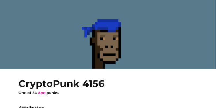 2,500 以太坊售出稀有 CryptoPunk #4156，創第二高美元銷售金額