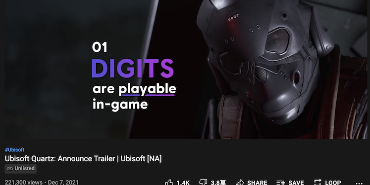 截圖 2021-12-10 下午6.18.25 | 動區動趨-最具影響力的區塊鏈新聞媒體 宣傳片96%倒讚!育碧 Ubisoft 新 NFT 平台,遭遊戲社群強烈抵制