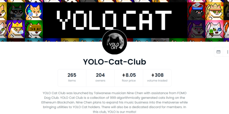 幣圈奇聞！「開賣前 1分鐘，完售」，陳零九YOLO Cat NFT入帳數千萬，地板價漲至9ETH
