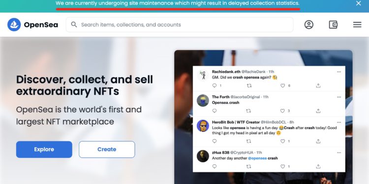 世界NFT交易中心「OpenSea」再傳當機！網站維護已超 12 小時