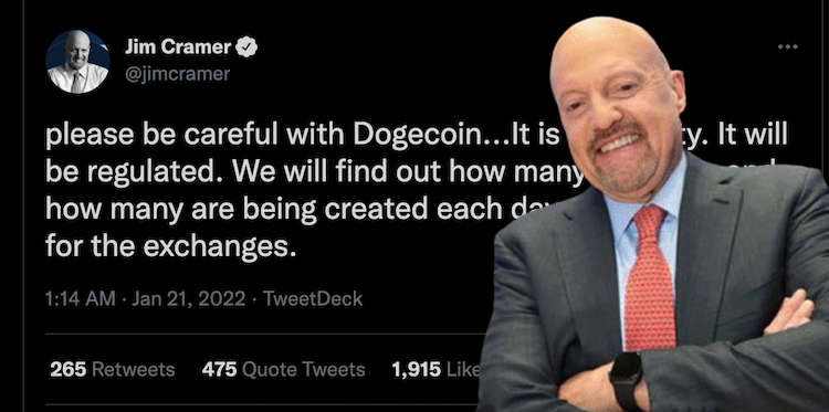 華爾街狂人 | Jim Cramer 警告狗狗幣是「證券」將受 SEC 監管，發言遭砲轟