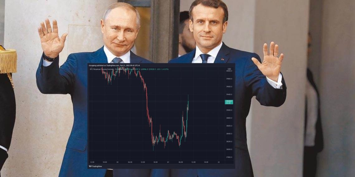 馬克宏促烏東停火，普丁 : 軍演結束後從白俄撤軍！比特幣跳漲 3％逼近40,000