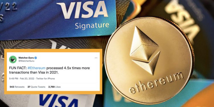 Xnip2022-02-21_12-19-56 | 動區動趨-最具影響力的區塊鏈新聞媒體 Watcher.Guru:以太坊 2021 年處理交易數是 Visa 的 4.5 倍;但實際數據似乎差很大?