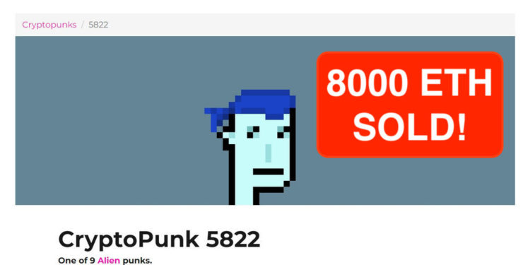 cryptopunk5822 | 動區動趨-最具影響力的區塊鏈新聞媒體 盤點史上最貴的12大NFT,CryptoPunks #5822 以8,000ETH成交?!