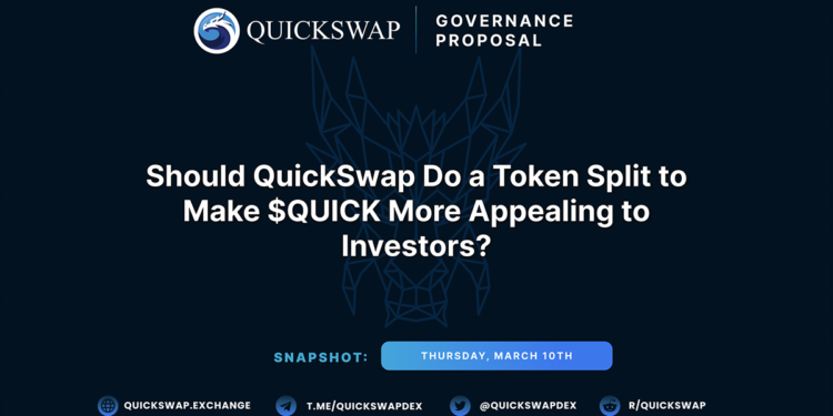 Polygon 最大交易所 QuickSwap 提議「Quick 代幣 1 拆 1,000」，幣價單日暴漲20%
