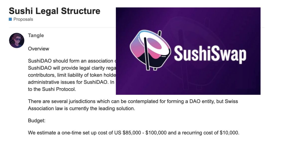 SushiSwap 社群提案：為 SushiDAO 成立法律實體基金會，暫獲社群 100% 支持！