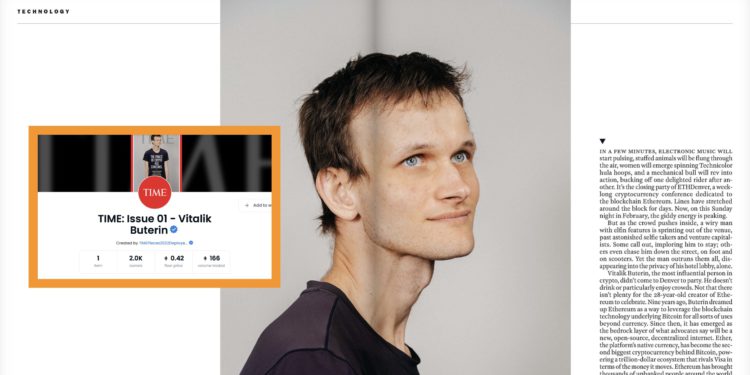V 神封面、《時代》首本 NFT 雜誌上架 OpenSea，地版價翻倍達 0.42 ETH