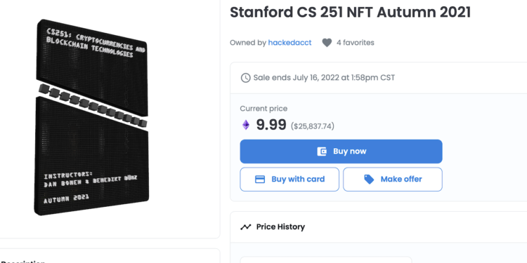 史丹佛的 NFT 課程證書喊價到 9.9 ETH；10KTF Gucci Grail  白名單現開放註冊