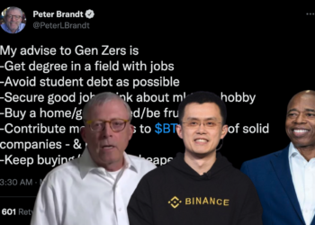 傳奇分析師 Peter Brandt : 我建議 Z 世代買比特幣放著；紐約市長 : 鼓勵年輕人投$10的BTC