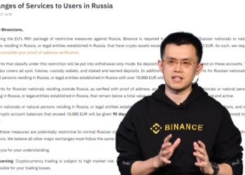 幣安宣布配合歐盟「制裁 1 萬歐元以上俄羅斯帳戶」