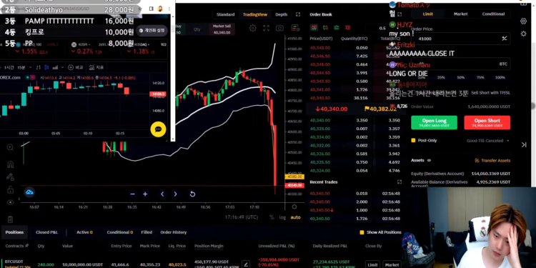 | 動區動趨-最具影響力的區塊鏈新聞媒體 韓炒幣網紅直播「高槓桿做多比特幣」,數小時內超 1 千萬美元訂單遭清算慘賠爆紅