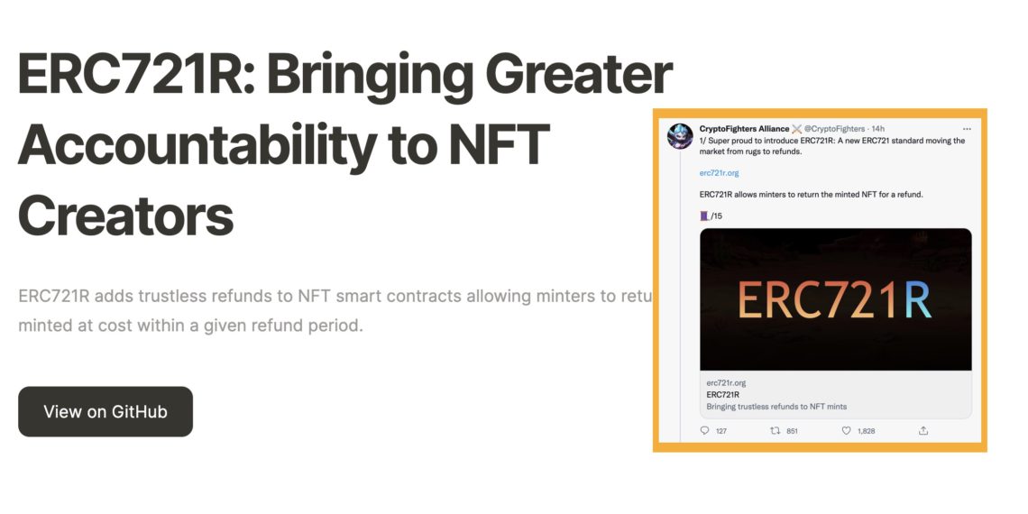 ERC721R 新標準發布！允許用戶在鑄造 NFT 後「期限內反悔退款」；但遭社群打槍