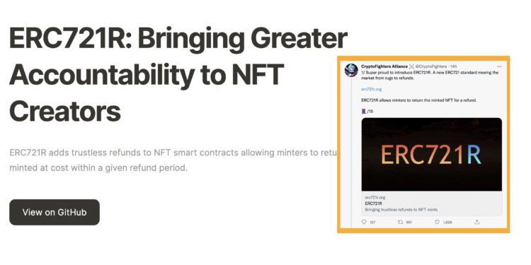 ERC721R 新標準發布！允許用戶在鑄造 NFT 後「期限內反悔退款」；但遭社群打槍