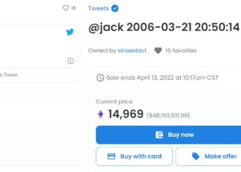 Jack Dorsey「推特首推 NFT」以 14,969 顆以太幣掛單待售，價約 4,800 萬鎂