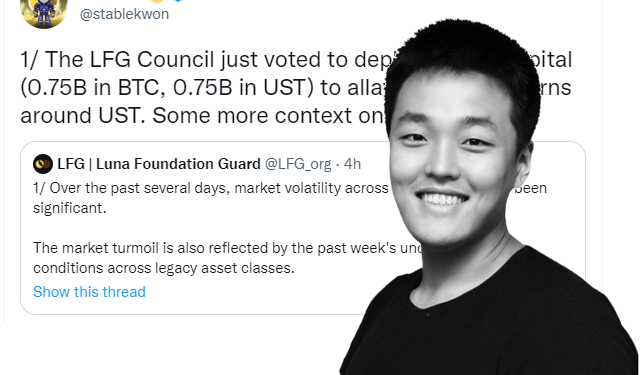 拯救UST掛鉤 ！LFG將7.5億美元比特幣貸款給OTC公司，Do Kwon : 不打算減少BTC持倉