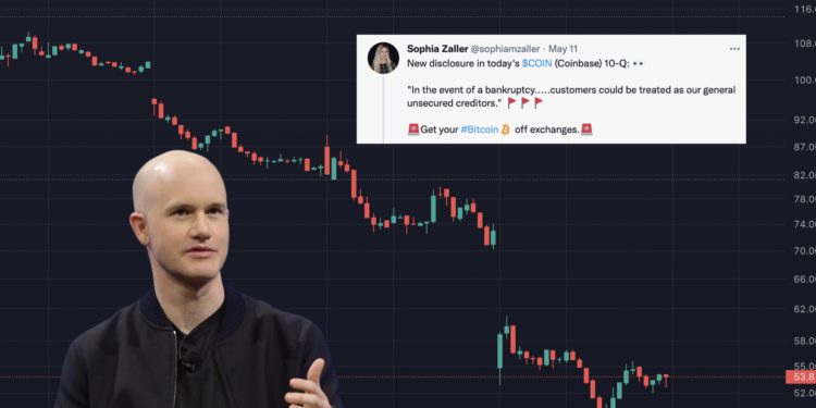 Xnip2022-05-12_14-11-46 | 動區動趨-最具影響力的區塊鏈新聞媒體 Coinbase隱密新風險提示 :「假如破產,用戶的加密貨幣可能拿不回」股價重挫26%再創新低