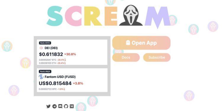 穩定幣 FUSD 和 DEI 嚴重脫鉤！導致 Fantom 鏈 Scream 協議發生 3,500 萬鎂壞帳