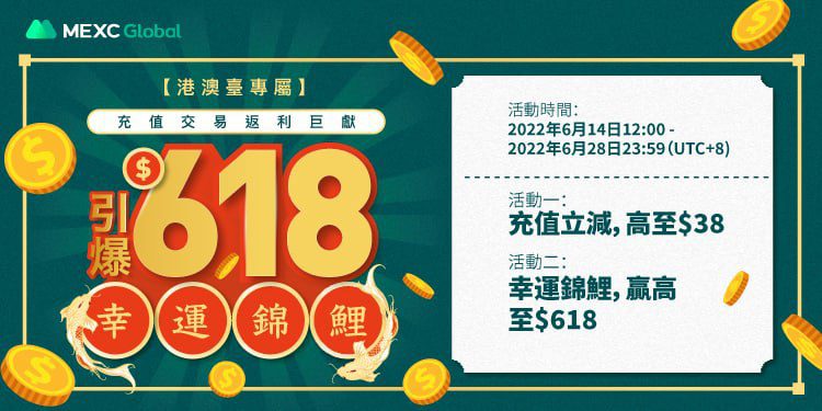 2022-06-14 16.35.31 | 動區動趨-最具影響力的區塊鏈新聞媒體 MEXC推出 618 返利活動|充值立減&交易抽獎,錦鯉可得$618獎金