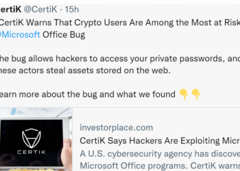 CertiK爆 : 微軟 Office 有零時差漏洞！可駭入 Metamask、建議改用冷錢包