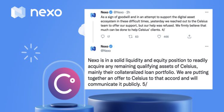 Nexo：昨日已向Celsius伸出援手但「遭拒」，準備提收購報價