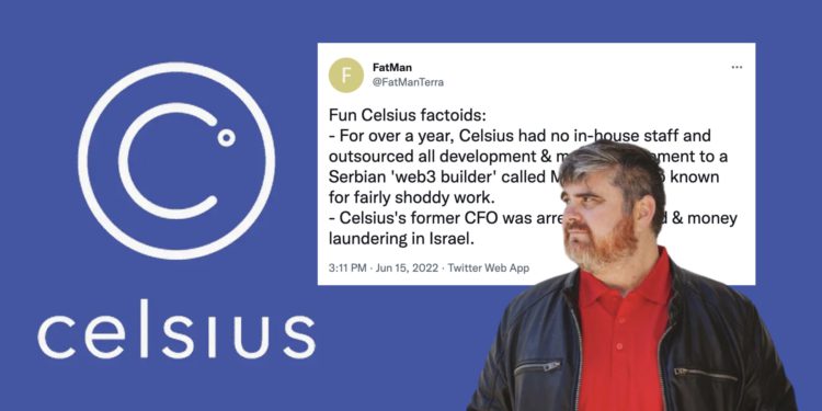 爆Celsius黑料！FatMan : 將公司所有開發、管理外包；幣圈KOL準備起訴