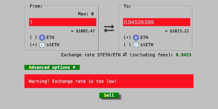 反彈訊號？Curve Lido 池 stETH 匯率回漲 0.945 ETH，但池中比例仍嚴重傾斜