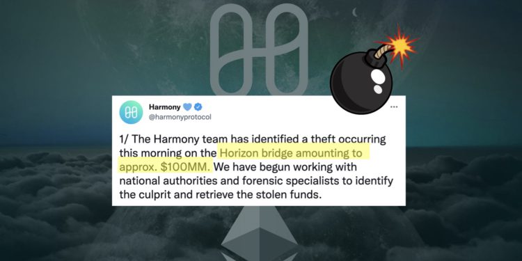Xnip2022-06-24_12-21-23 | 動區動趨-最具影響力的區塊鏈新聞媒體 Harmony與以太坊「跨鏈橋Horizon」遭攻擊血虧1億鎂!$ONE下挫11%