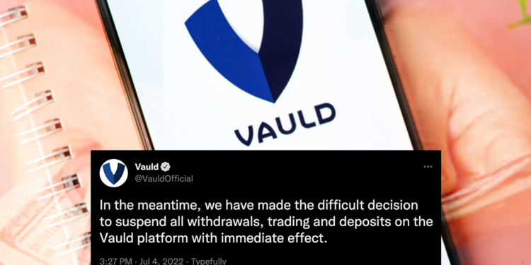 Vauld_1643119455-20220704 | 動區動趨-最具影響力的區塊鏈新聞媒體 又一借貸平台暫停提款! Vauld 或進行重組,去年才被 Paypal 創辦人旗下創投投資