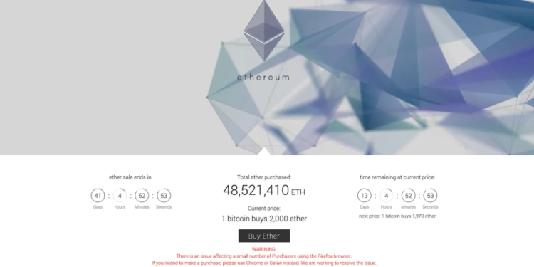 ethereum.org 在2014 年夏季ETH 眾籌期間的樣子（來源）
