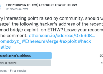 ETHW宣布「凍結12駭客地址」共42.3萬枚ETHW，儘管49%社群投反對