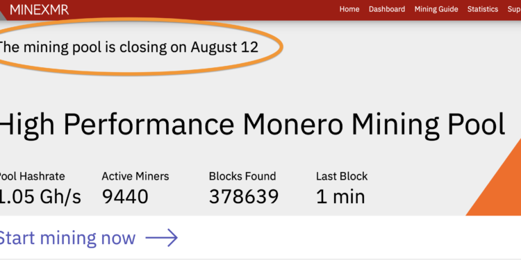門羅幣礦池 MineXMR 8/12 將關閉！佔41%算力，曾被擔憂51%攻擊